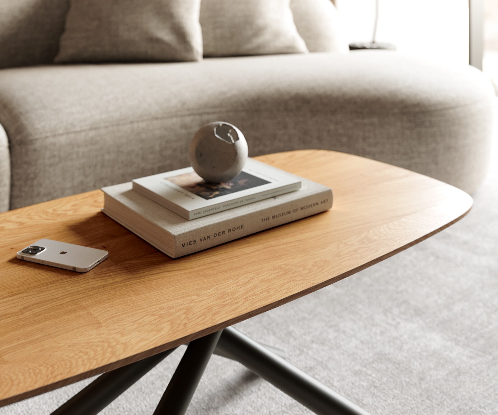 Salontafel Edge Boot 100x50 cm Eiken Naturel Zwitserse rand Sarity zwart metaal 4