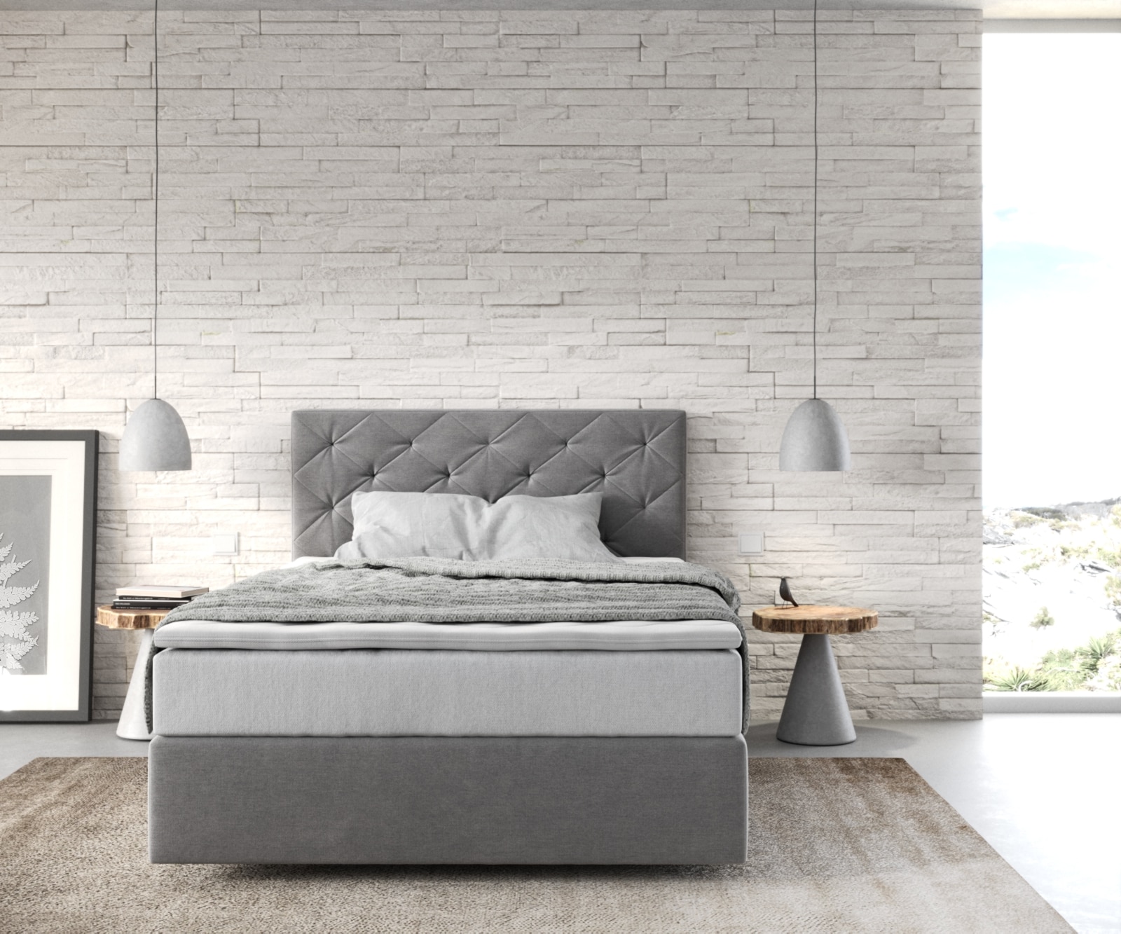 Boxspringbed Dream-Great 120x200 cm Microvezel Grijs met TFK Matras en Visco Topper 1 Boxspringbed Dream-Great 120x200 cm Microvezel Grijs met TFK Matras en Visco Topper 1