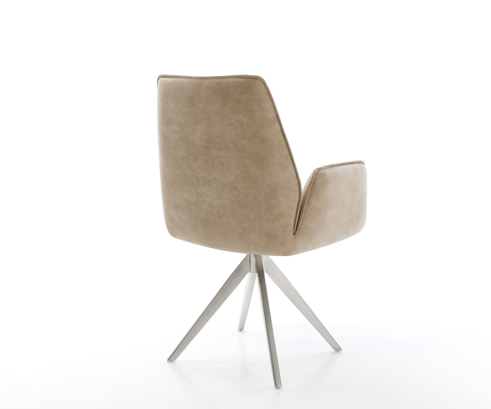 Eetkamerstoel Zoa-Flex microvelours beige vintage kruisframe hoekig roestvrij staal pocketveer kern 5