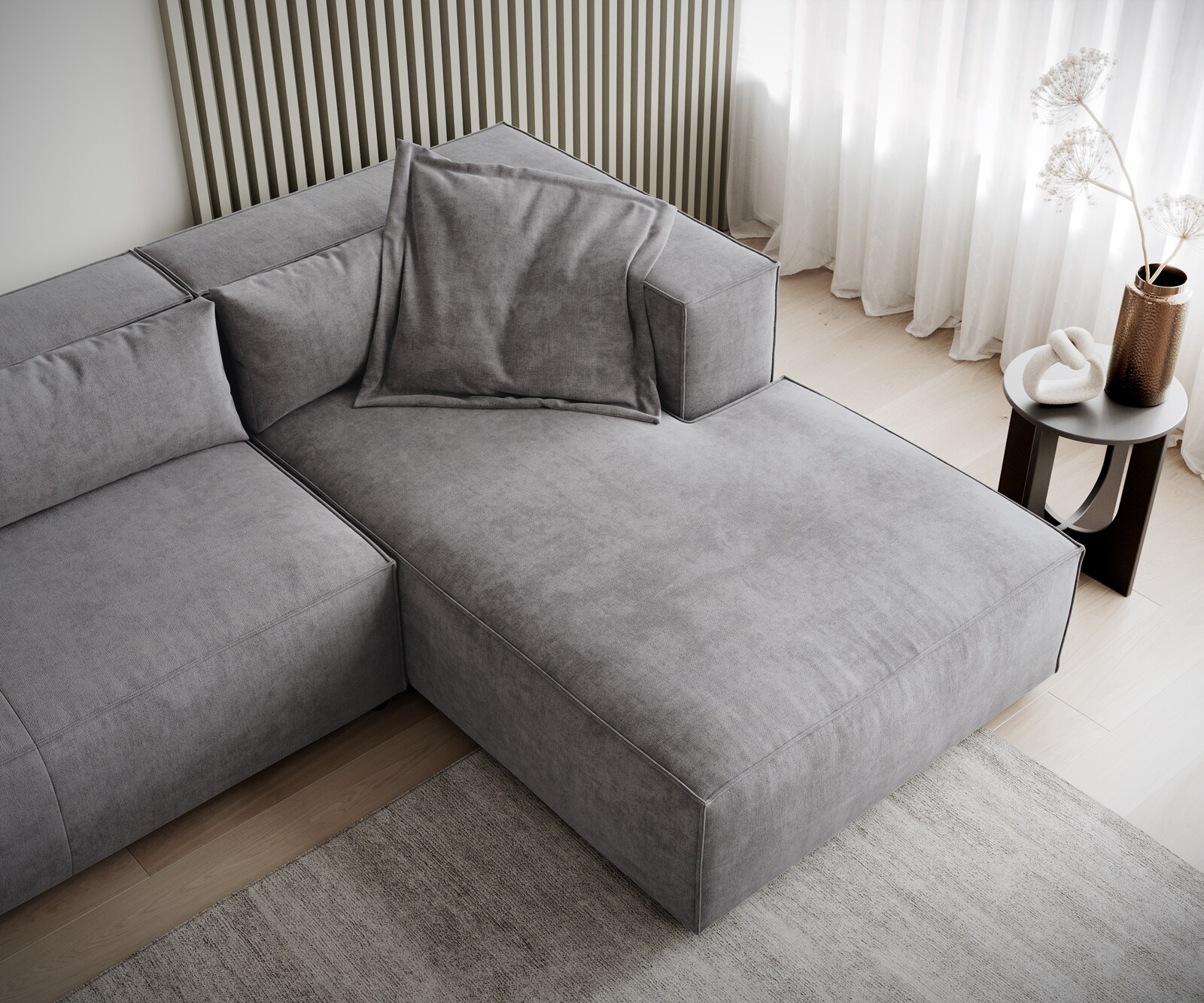 Hoekbank Brom 260 x 175 cm microvezel grijs recamiere rechts 5