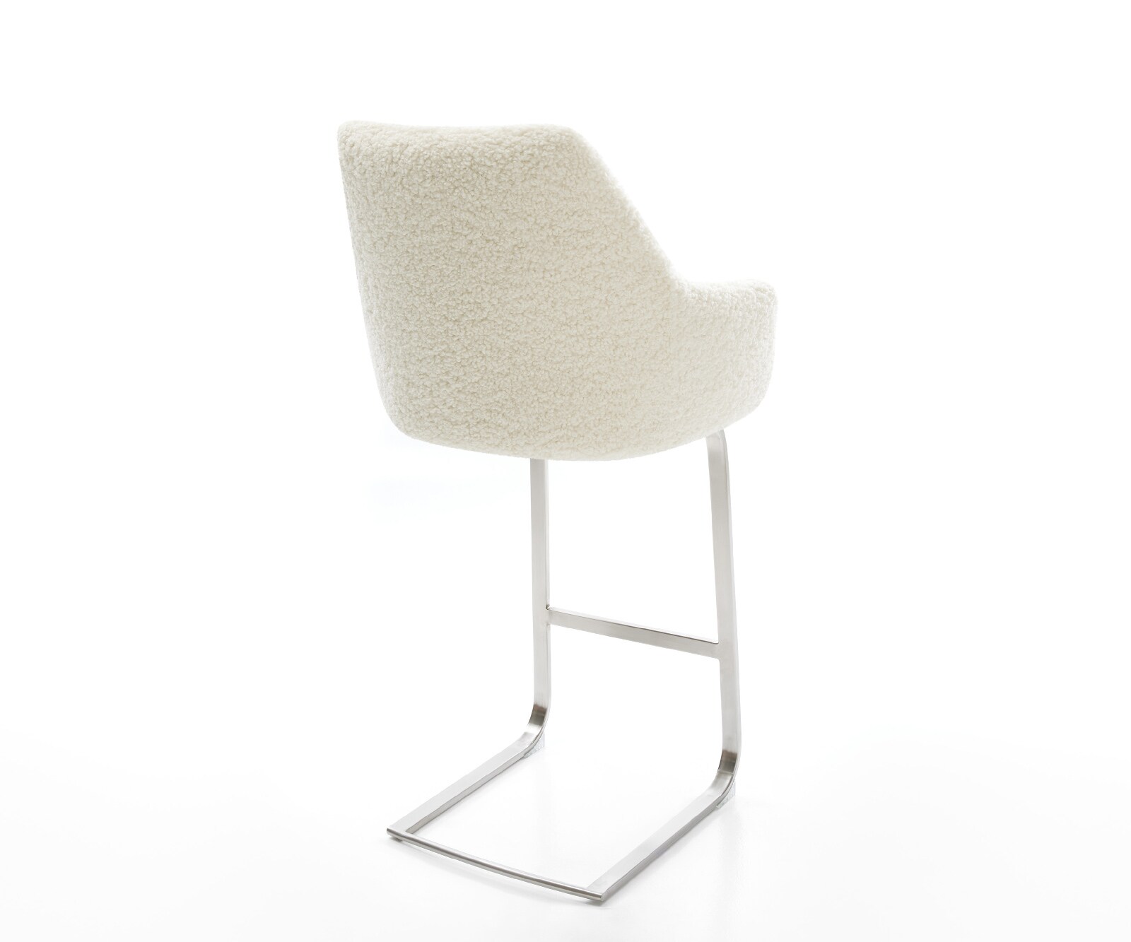 Barstoel Alja-Flex Teddystof Beige Vrijkantelframe plat roestvrij staal Zilver Pocketvering 5