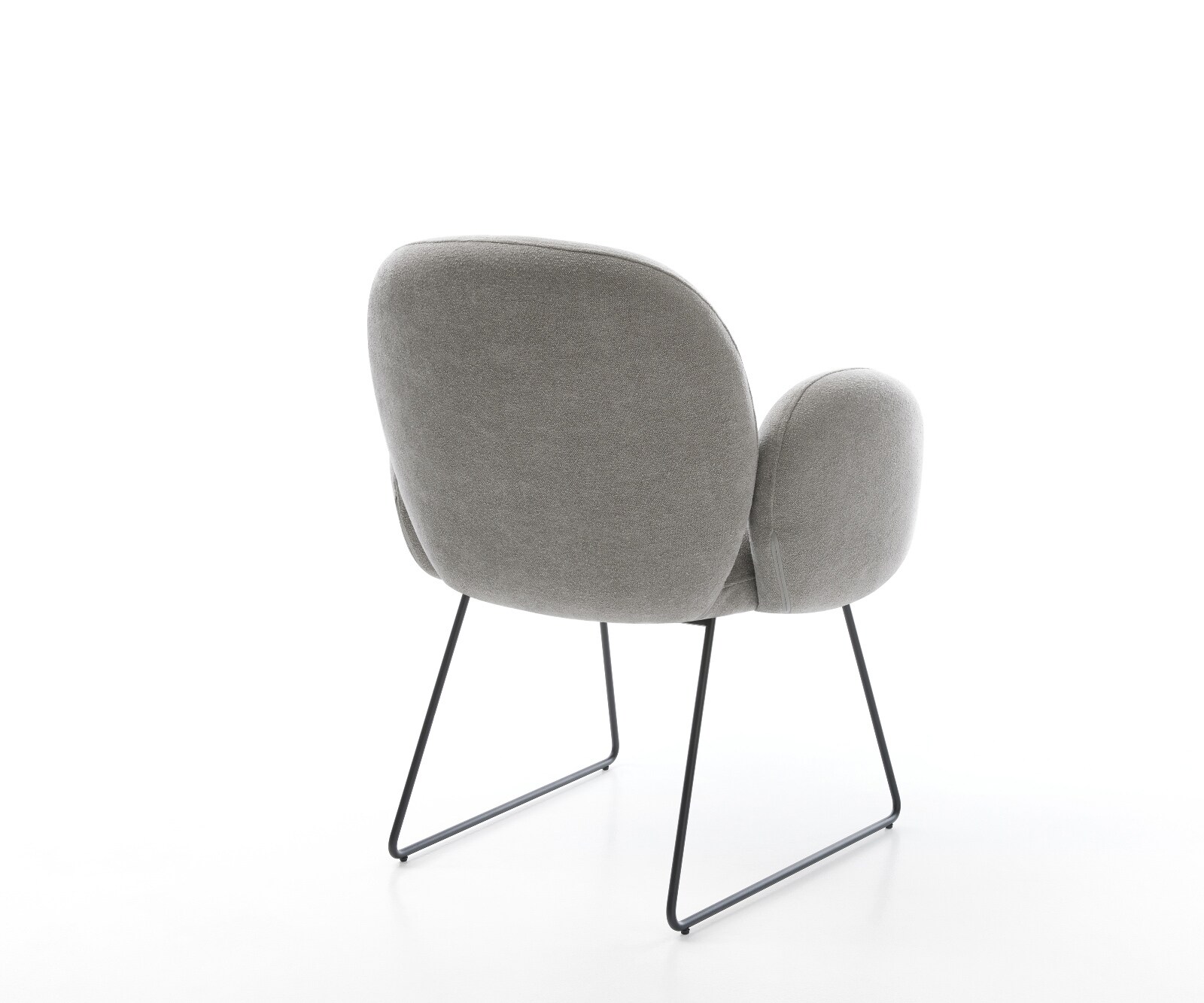 Eetkamerstoel Nube-Flex met armleuning zachte stof met structuur grijs slipframe zwart pocketveer kern 5