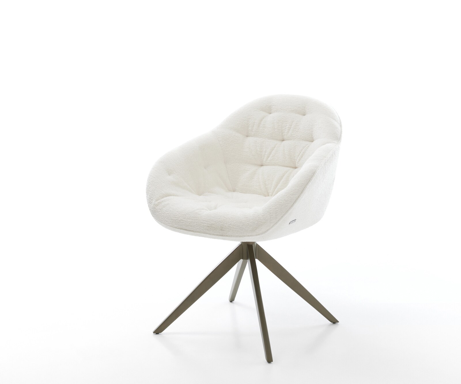 Draaistoel Gaio-Flex bouclé zacht beige kruisframe breed afwerking met titanium 360° draaibaar rocker-functie