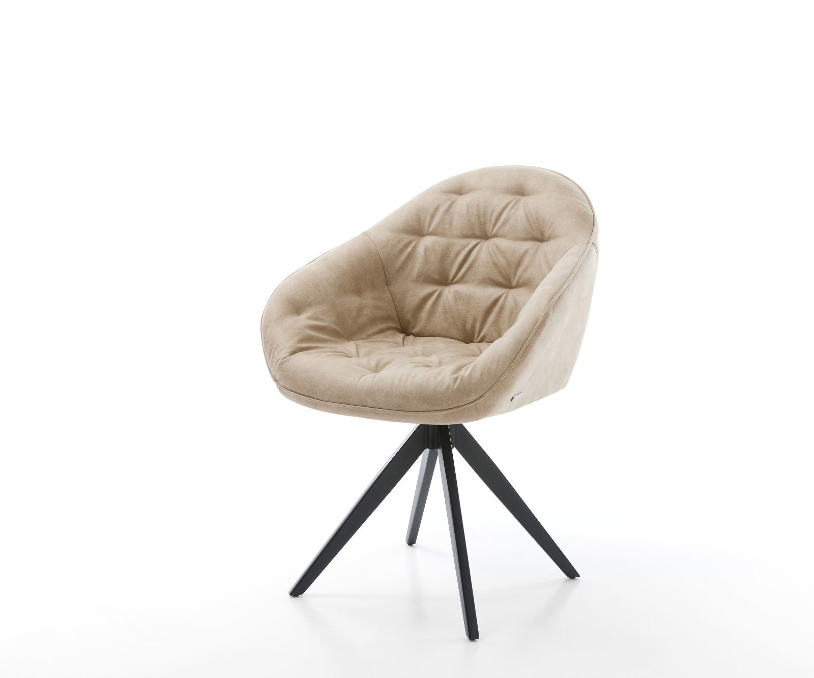 Eetkamerstoel Gaio-Flex microvelours beige vintage kruisframe hoekig zwart