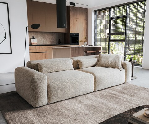 Grote bank Freestyle Pure 280x110 cm Geweven stof zacht beige