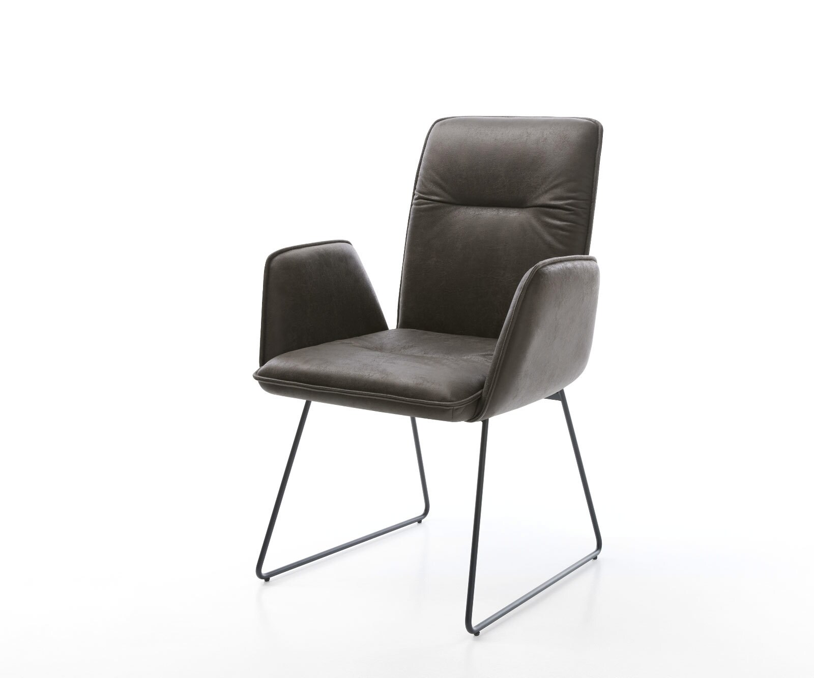 Eetkamerstoel Vinja-Flex microvelours antraciet vintage slipframe zwart