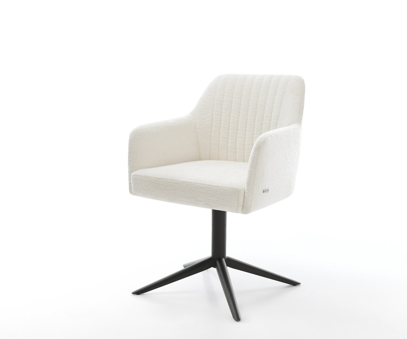 Draaistoel Greg-Flex bouclé zacht beige kruispoot zwart 360° draaibaar rocker-functie pocketveer kern 1