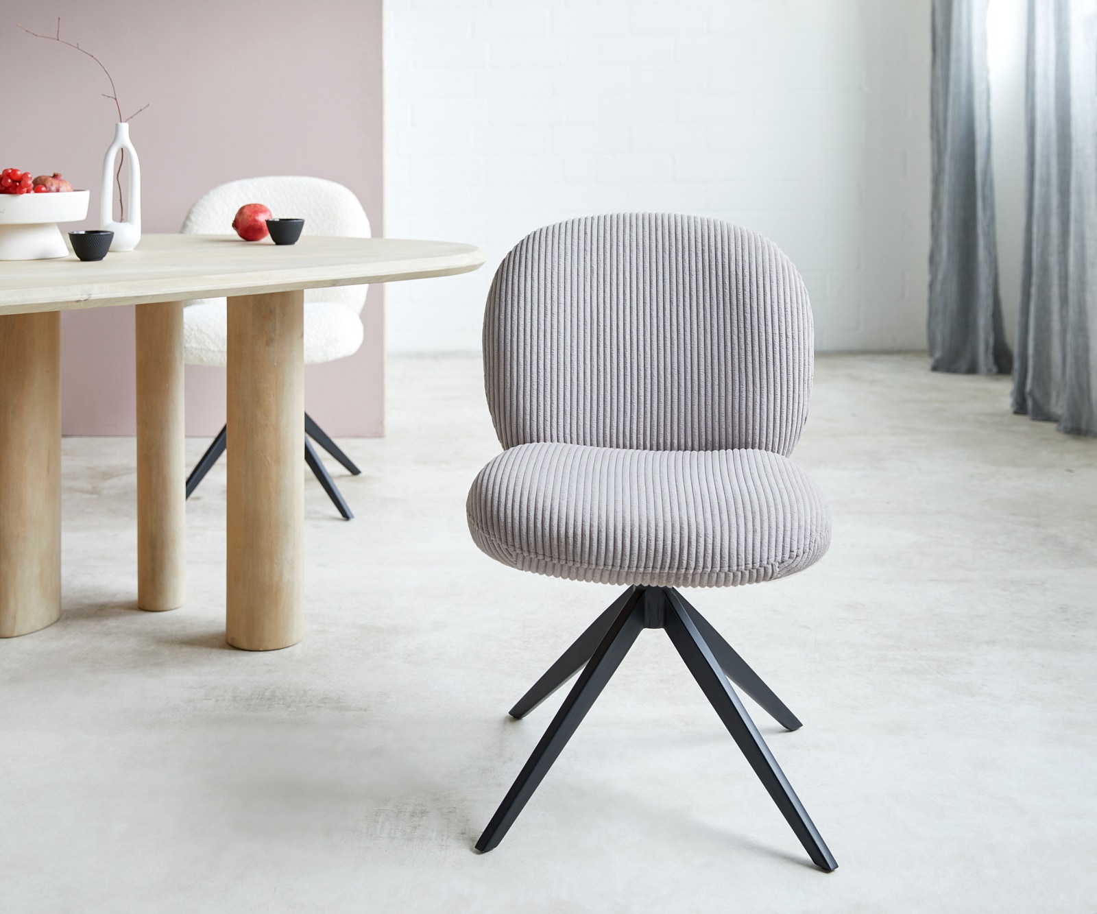 Draaistoel Nube-Flex koord zilver grijs kruisframe breed zwart 360° draaibaar pocketveer kern 1 Draaistoel Nube-Flex koord zilver grijs kruisframe breed zwart 360° draaibaar pocketveer kern 1