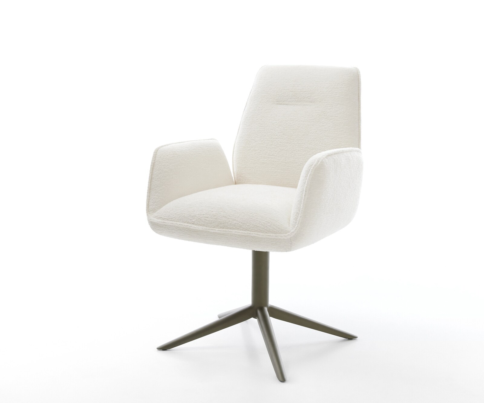 Draaistoel Zoa-Flex bouclé zacht beige kruispoot afwerking met titanium 360° draaibaar rocker-functie pocketveer kern 1