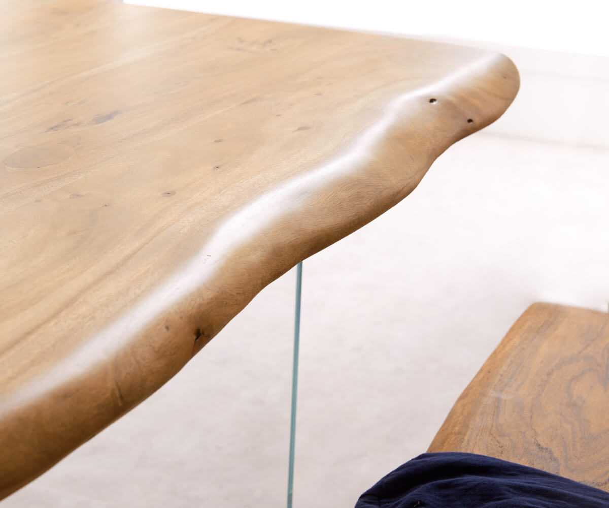 Eettafel Edge 200x100 XL acacia natuur verre Live-Edge 5