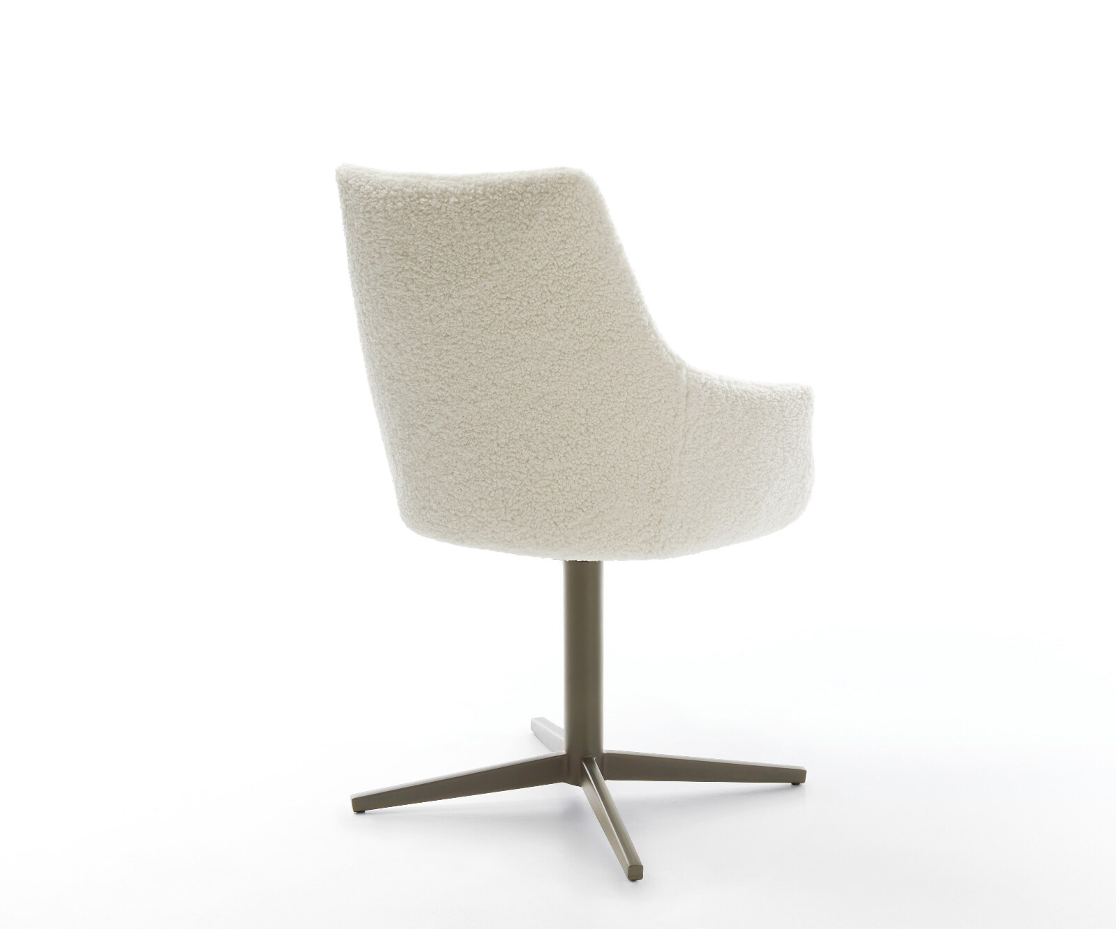 Draaistoel Alja-Flex met armleuning teddy beige kruispoot afwerking met titanium 360° draaibaar pocketveer kern 5