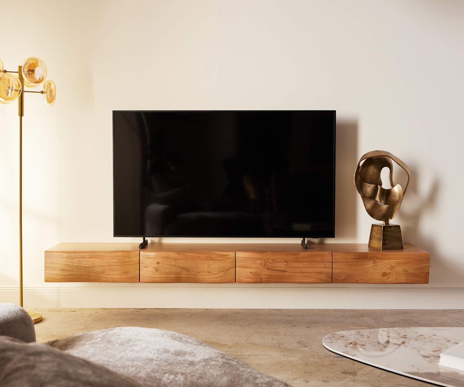Tv-meubel New Live-Edge 240 cm natuur acacia 4 laden zwevend 1