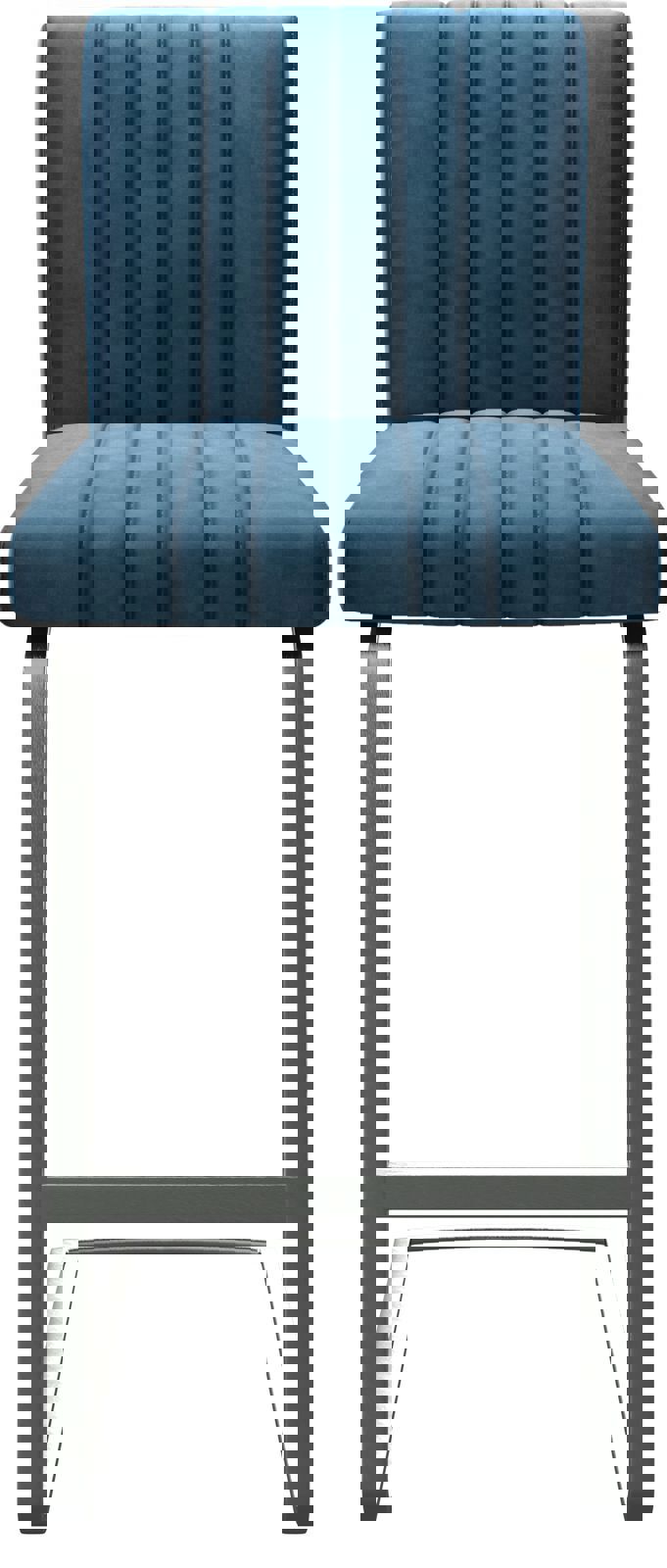 Barstoel Luiga-Flex fluweel blauw sledestoel vlak roestvrij staal 3