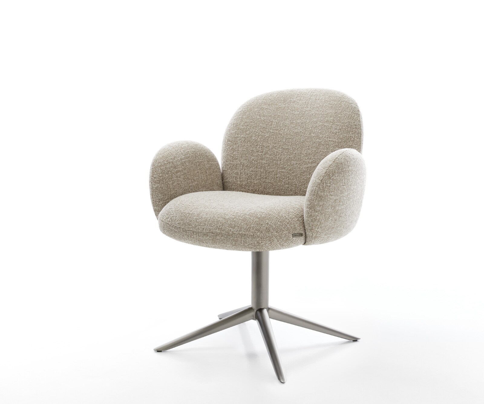 Draaistoel Nube-Flex met armleuning geweven stof beige kruispoot grafiet 360° draaibaar rocker-functie pocketveer kern 1