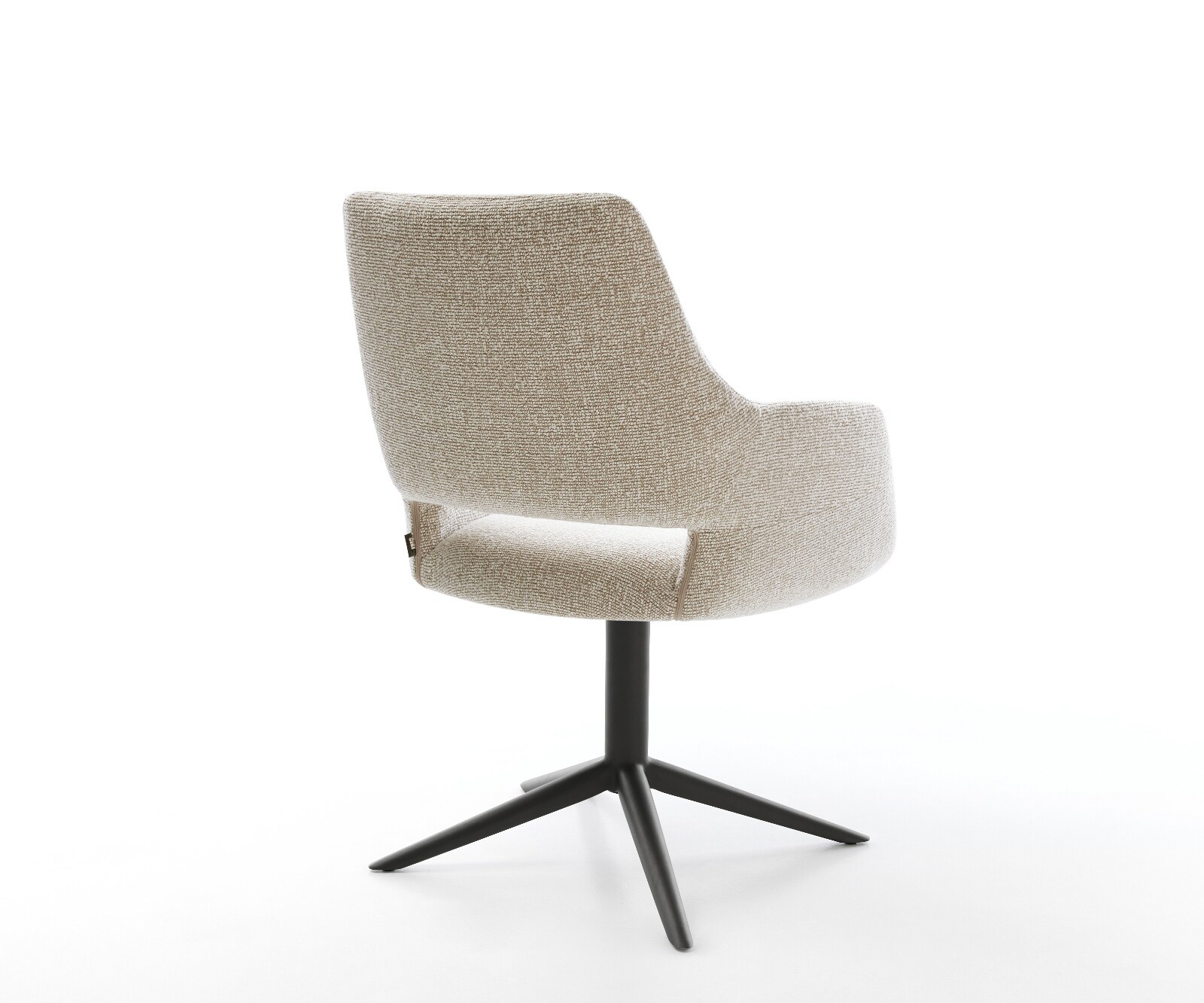Draaistoel Yago-Flex met armleuning geweven stof beige kruispoot zwart 360° draaibaar rocker-functie pocketveer kern 5