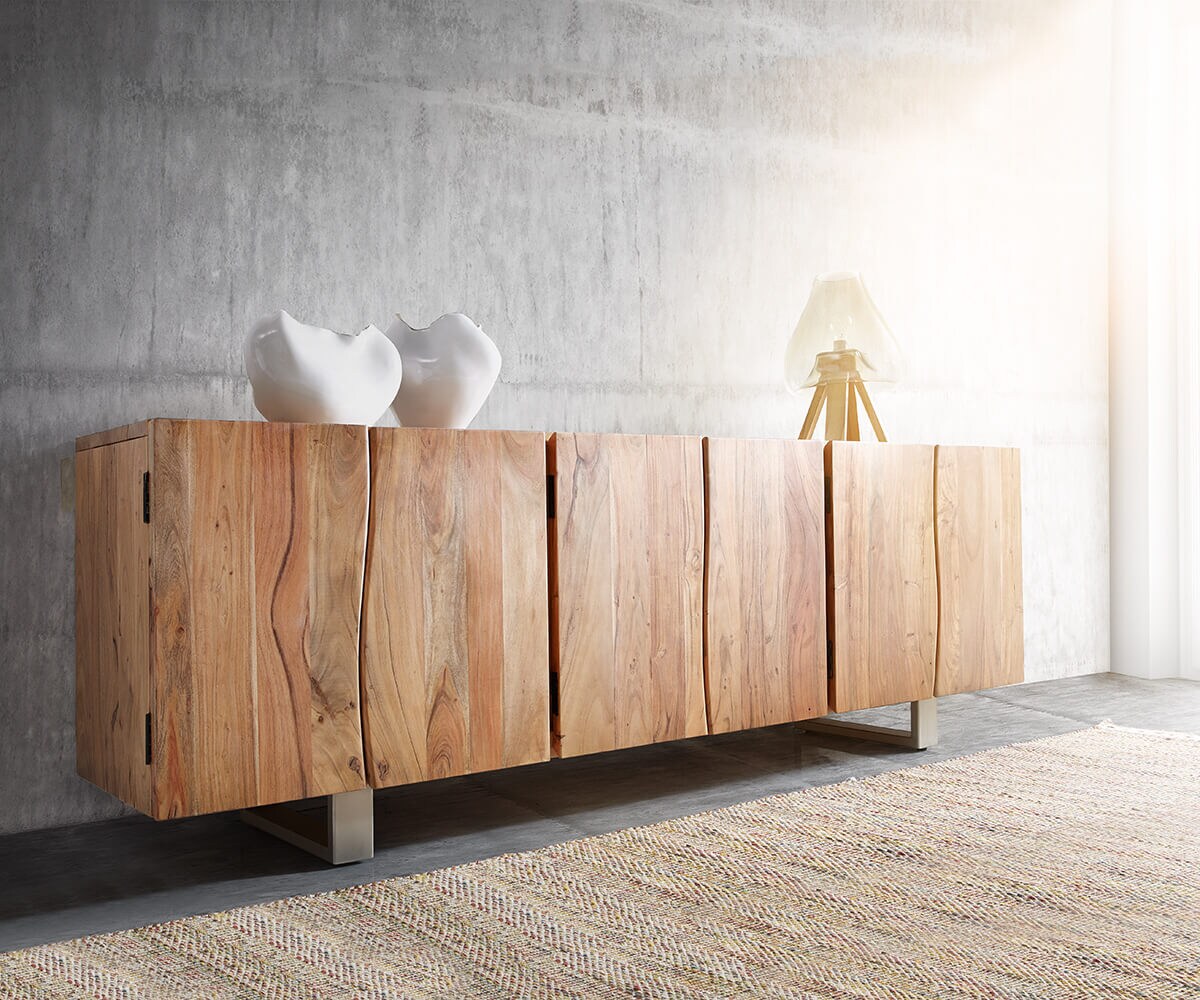 Dressoir Live-Edge 220 cm massief acacia natuur 6 deuren