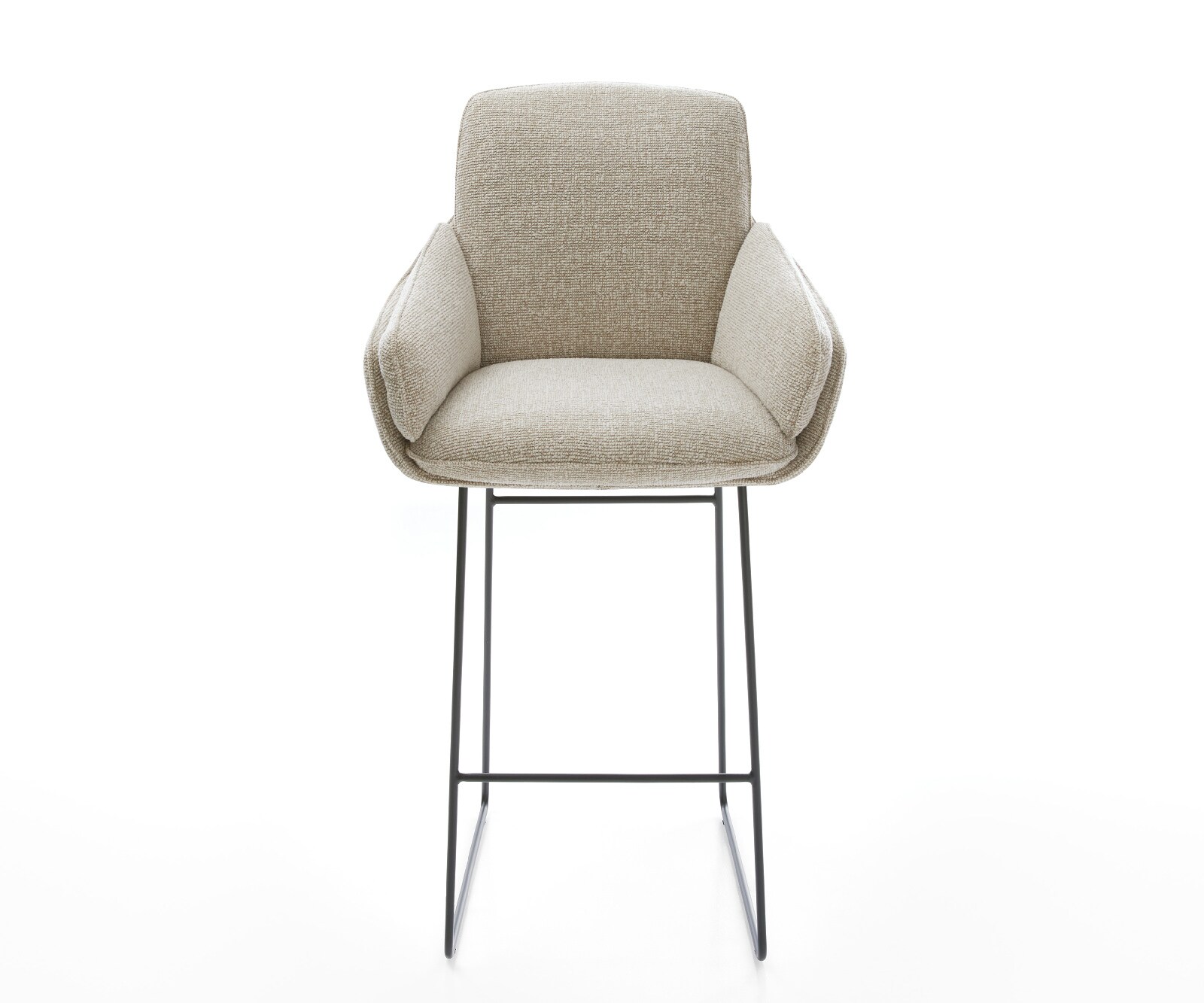 Barstoel Luan-Flex Zachte Geweven stof Beige Sledeonderstel metaal zwart Zwart 2