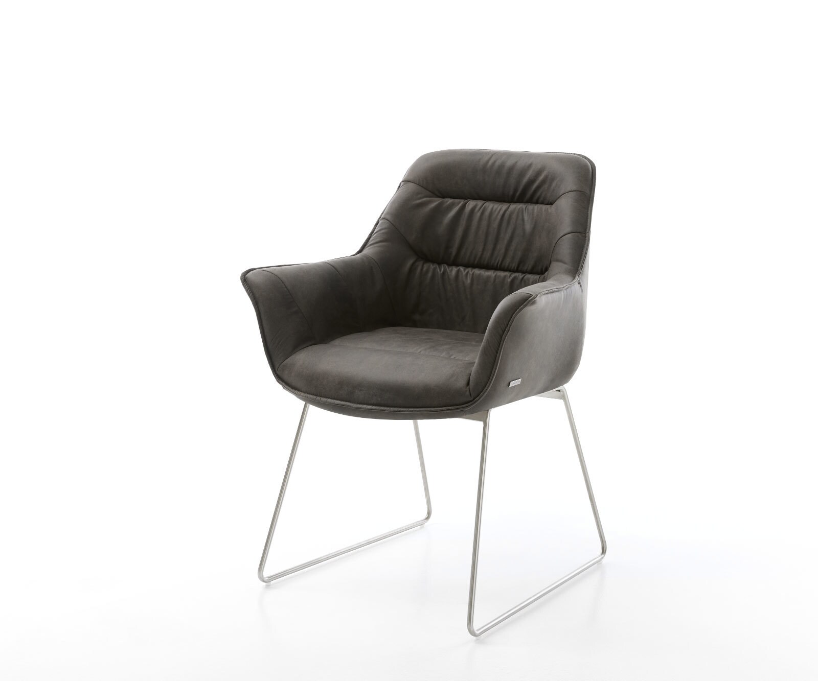 Eetkamerstoel Kaira-Flex microvelours antraciet vintage slipframe roestvrij staal