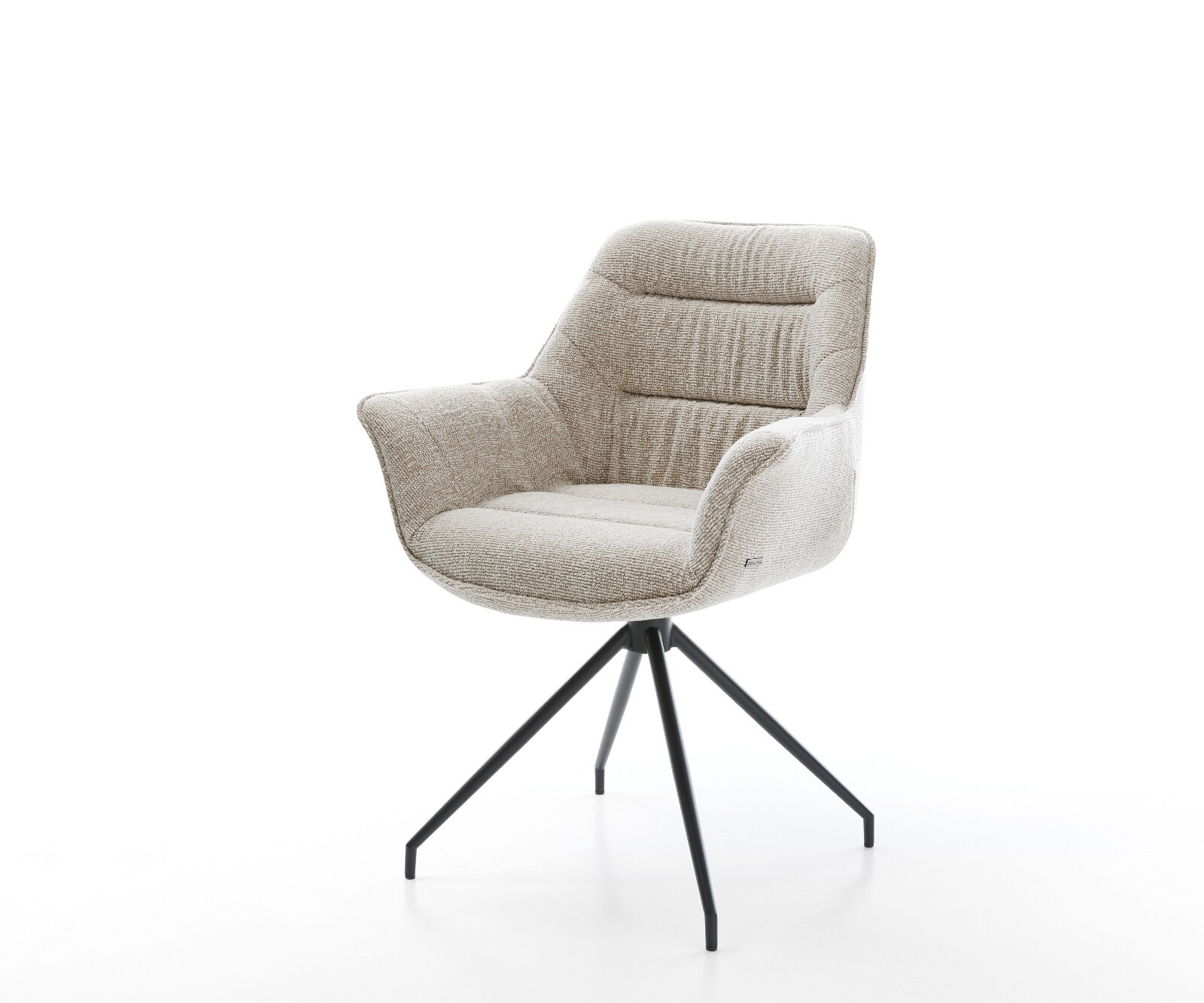 Eetkamerstoel Kaira-Flex geweven stof beige kruisframe conisch zwart 1