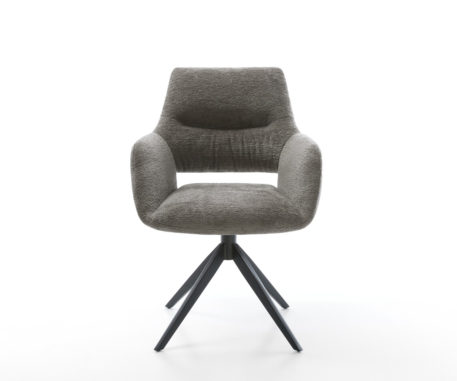 Draaistoel Yago-Flex met armleuning bouclé zacht mud kruisframe breed zwart 360° draaibaar rocker-functie pocketveer kern 2