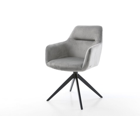 Draaistoel Pejo-Flex fluweel grijs kruisframe breed zwart 360° draaibaar rocker-functie pocketveer kern