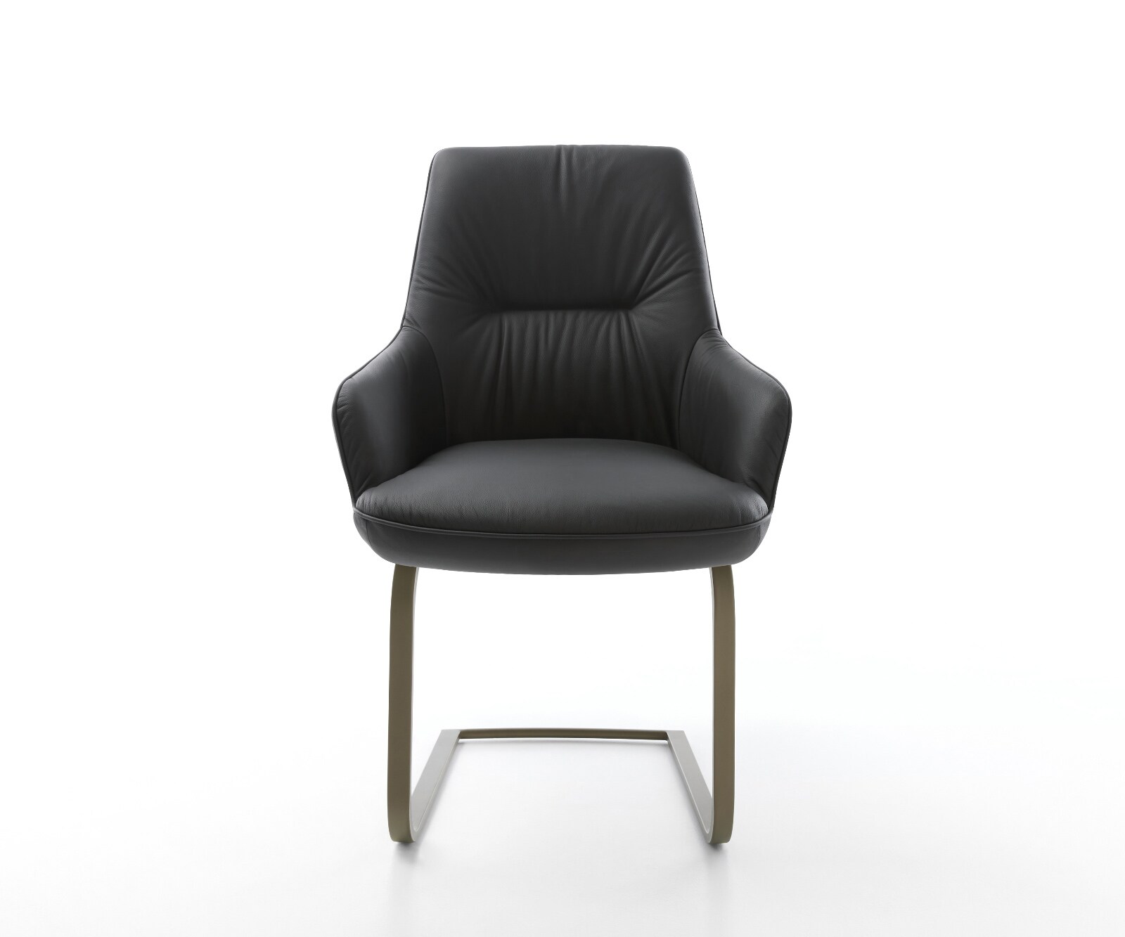 Sledemodel Zelia-Flex met armleuning echt leer zwart sledemodel vlak afwerking met titanium pocketveer kern 1
