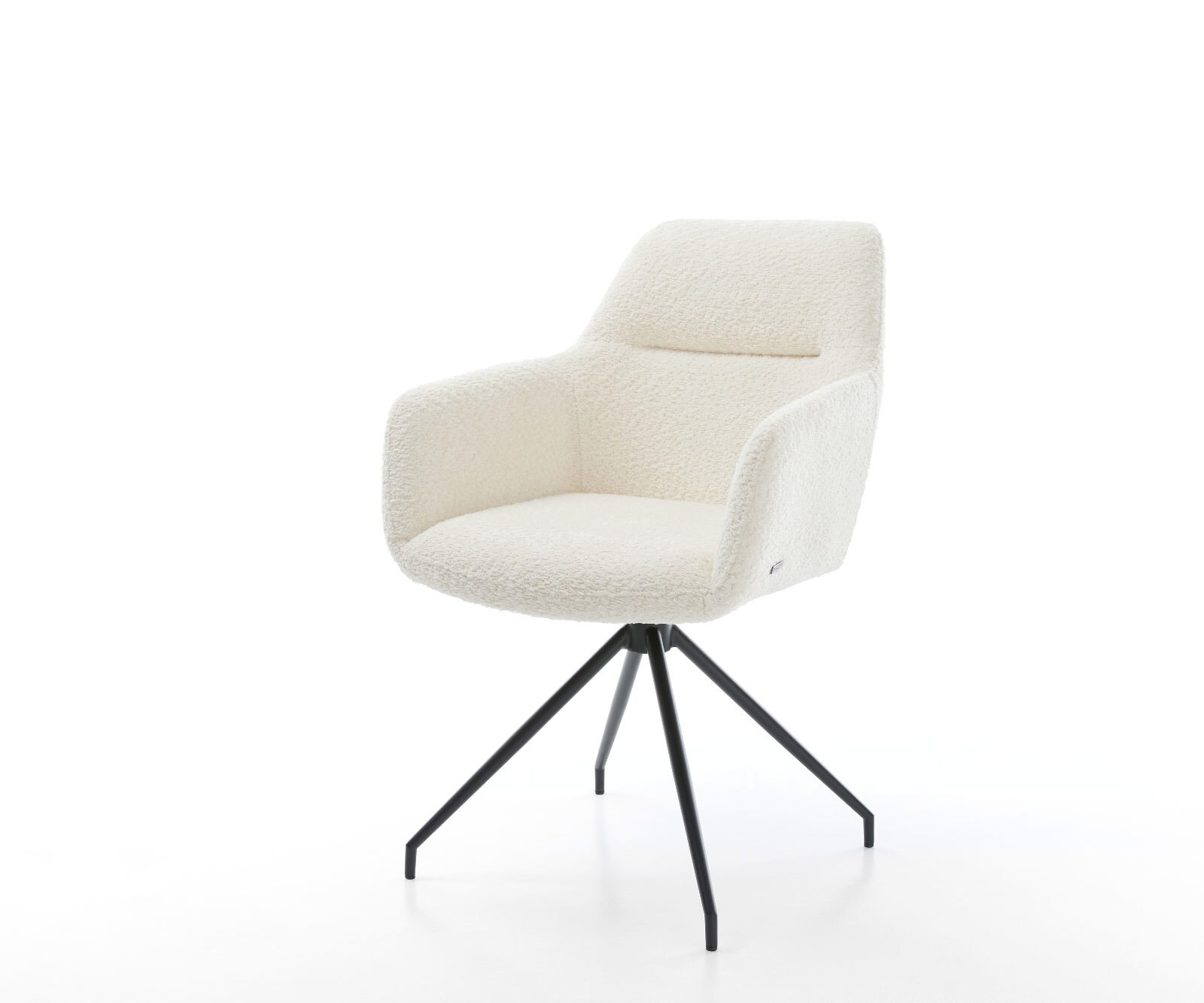Eetkamerstoel Pejo-Flex bouclé wit kruisframe conisch zwart pocketveer kern
