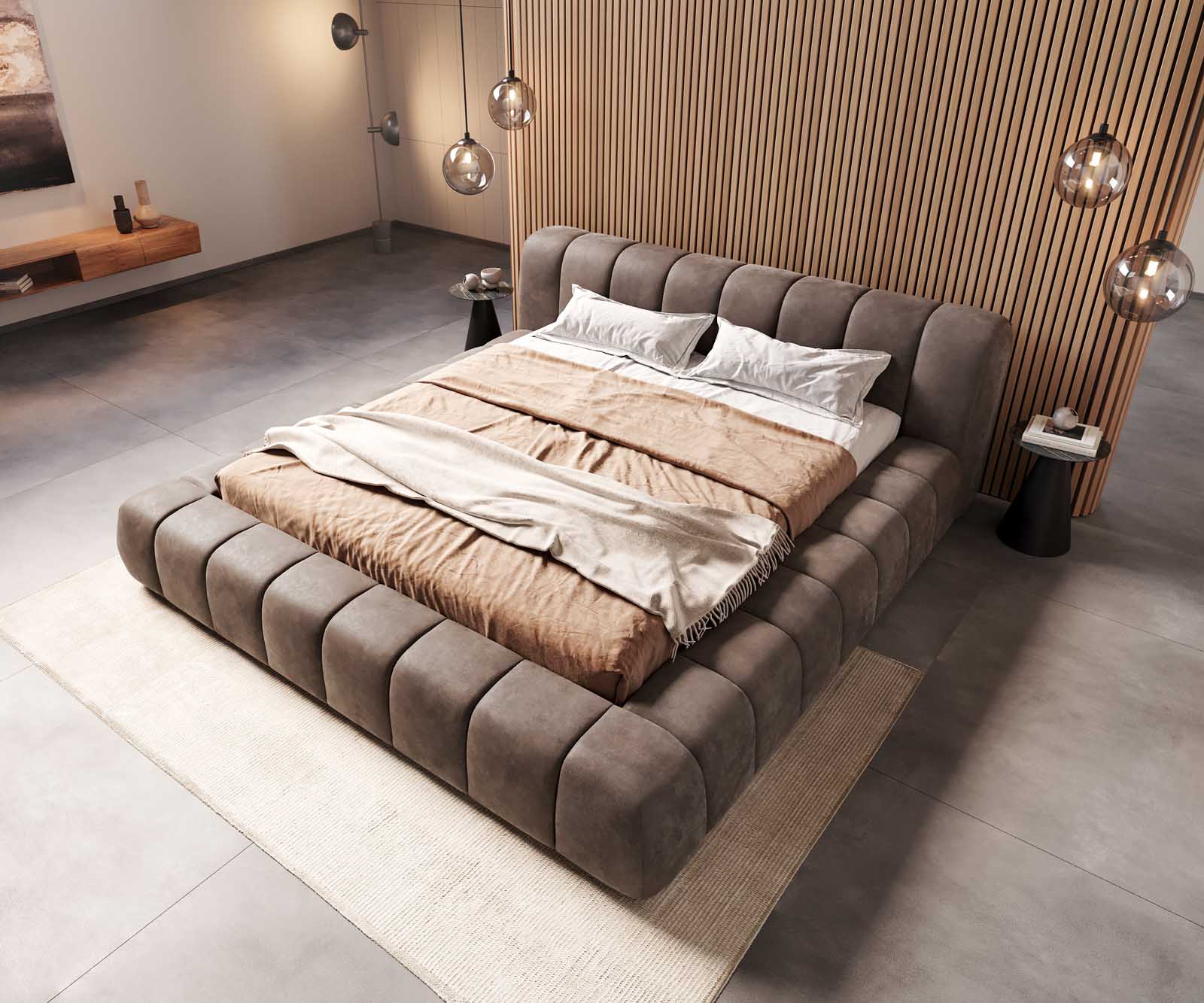 Bedframe Cutio 180x200 cm microvezel taupe vintage 3