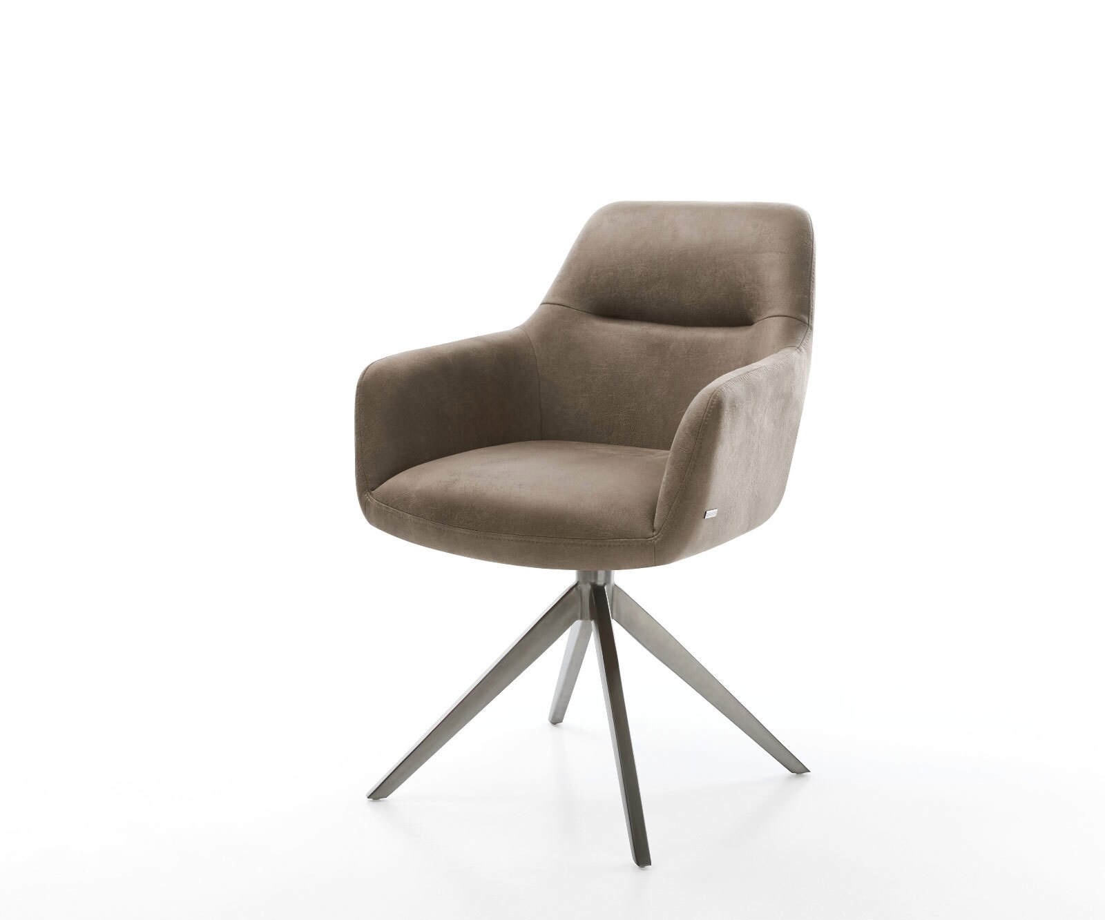 Draaistoel Pejo-Flex microvelours taupe vintage kruisframe breed grafiet 360° draaibaar rocker-functie pocketveer kern 1