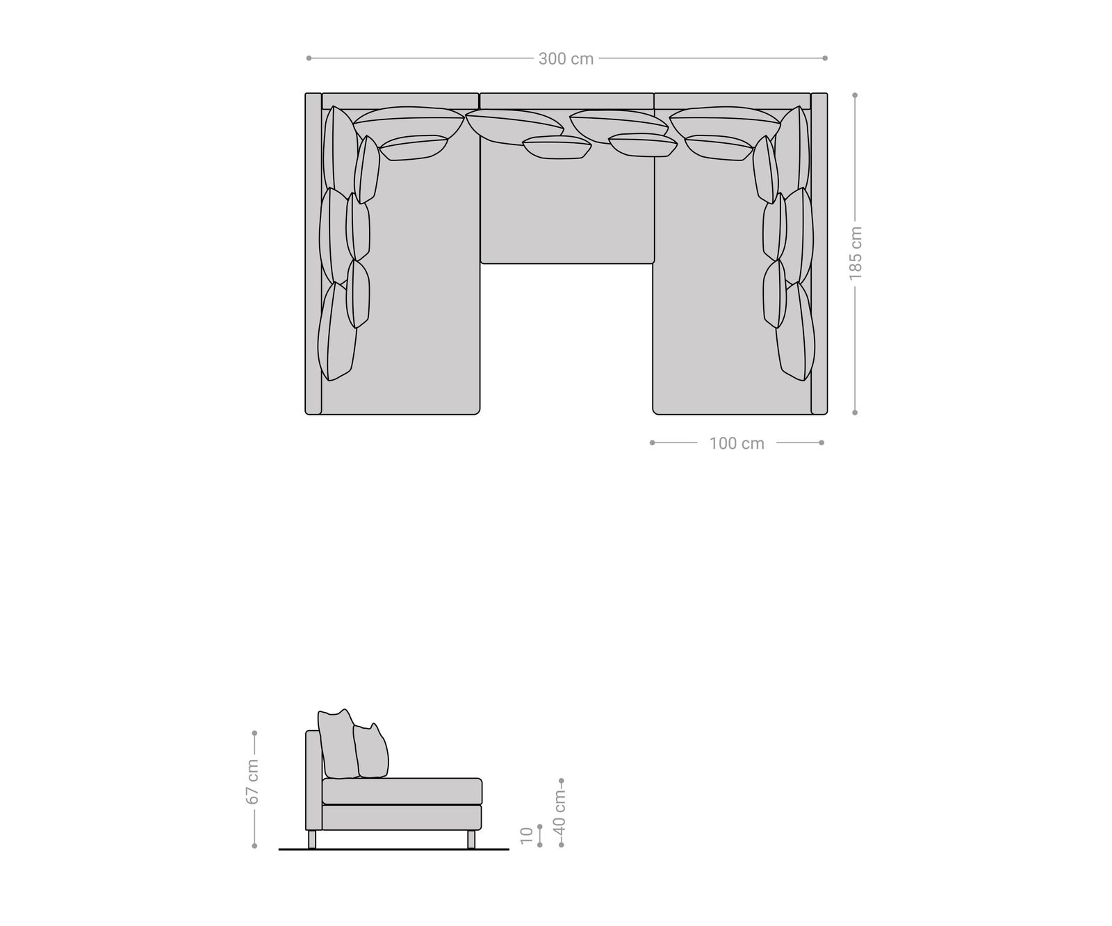 Woonlandschap Clovis zwart modulair bank modulair systeem.  6