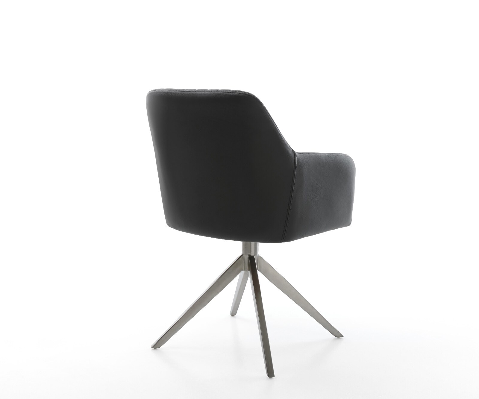 Draaistoel Greg-Flex echt leer zwart kruisframe breed grafiet 360° draaibaar rocker-functie pocketveer kern 5