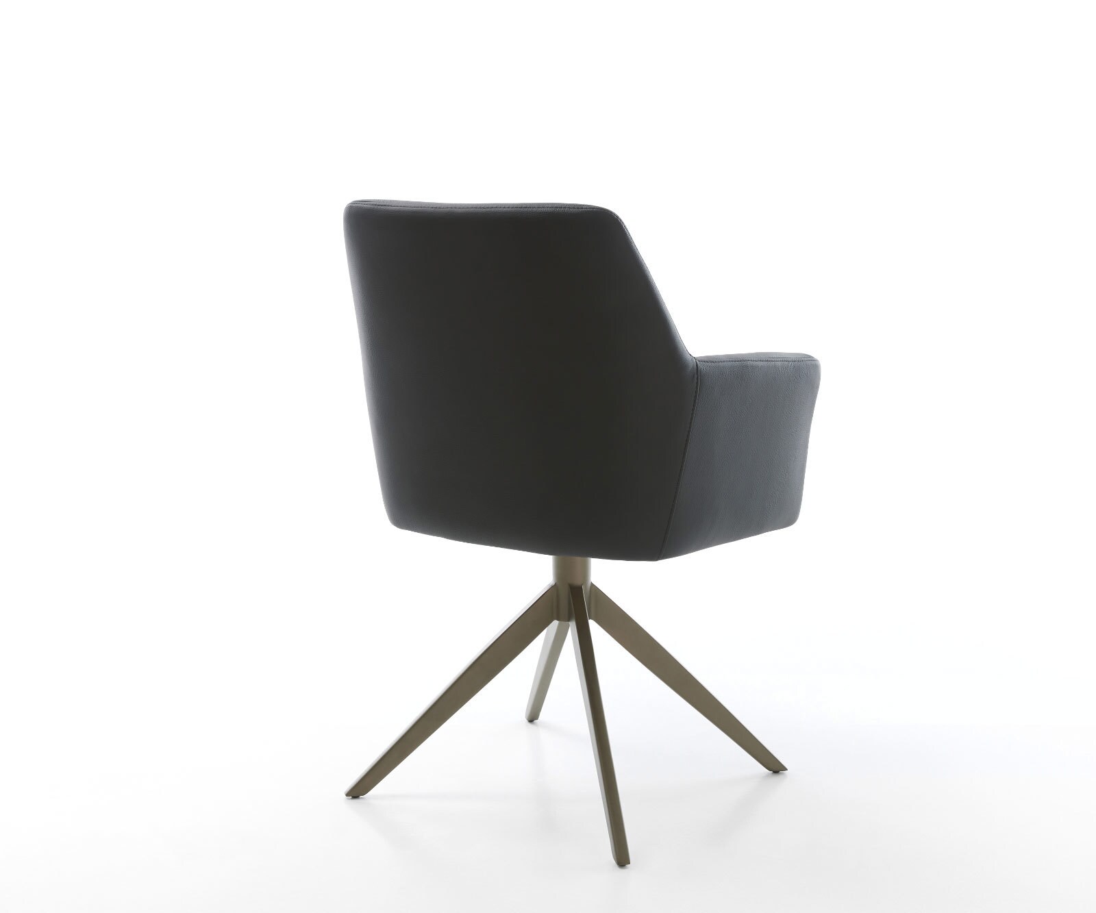 Draaistoel Xana-Flex met armleuning echt leer zwart kruisframe breed afwerking met titanium 360° draaibaar rocker-functie pocketveer kern 5