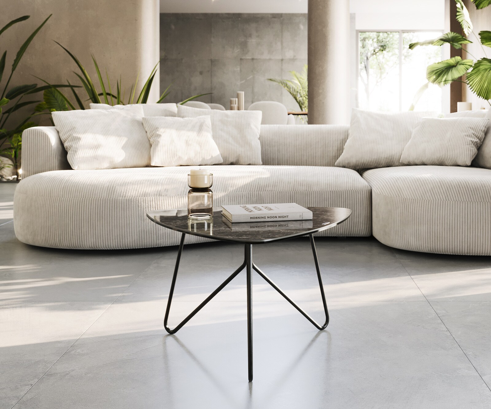 Woonkamertafel Ekrem 65x65 cm keramiek Emperador extra Lucidato donkerbruin Hairpin metaal zwart 1