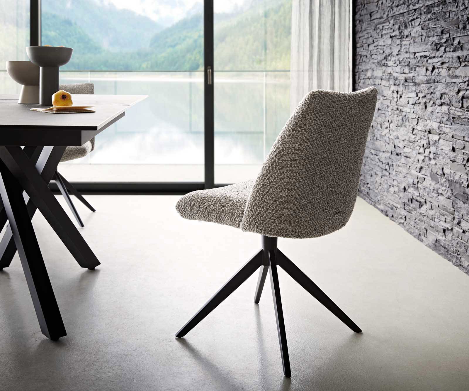 Draaistoel Elso-Flex bouclé zilver grijs kruisframe breed zwart 360° draaibaar pocketveer kern 4 Draaistoel Elso-Flex bouclé zilver grijs kruisframe breed zwart 360° draaibaar pocketveer kern 4