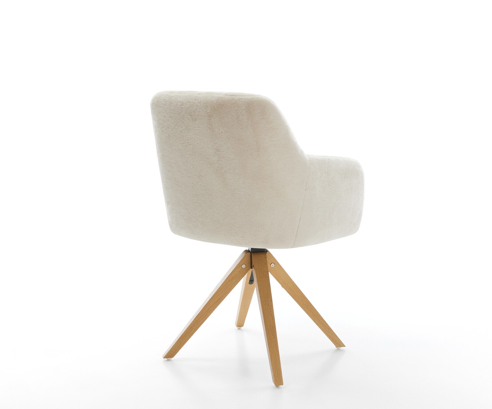 Draaistoel Greg-Flex pluchen crème-wit houten frame hoekig natuur 360° draaibaar pocketveer kern 5