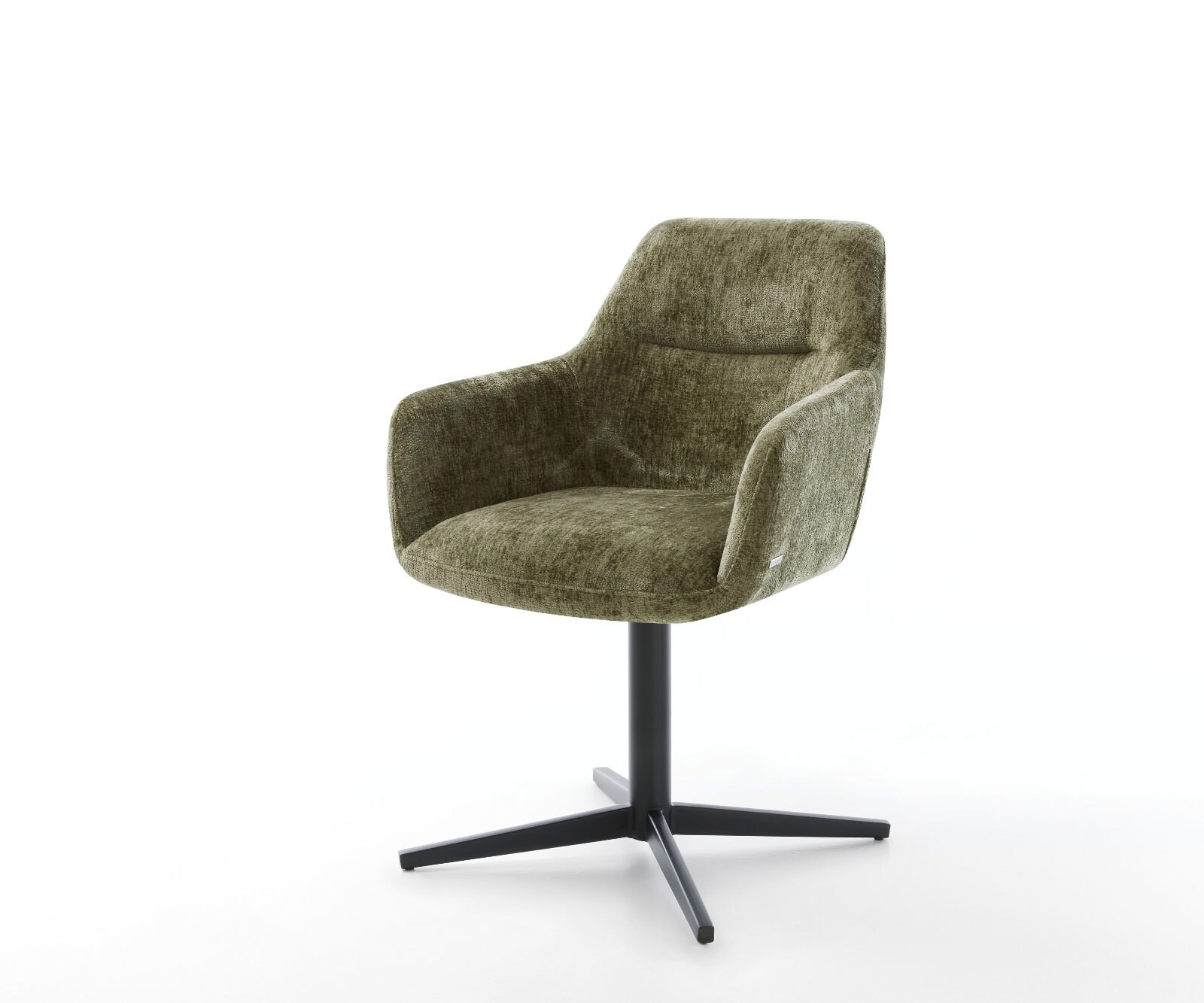 Draaistoel Pejo-Flex chenille olijfgroen kruispoot zwart 360° draaibaar pocketveer kern
