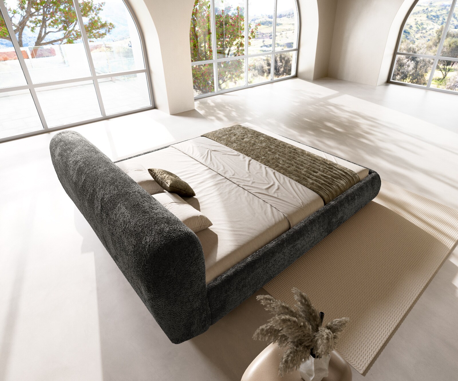 Gestoffeerd.bed Shona 180x200 cm teddy stof grijs 6