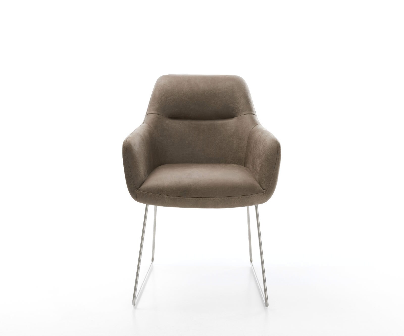 Eetkamerstoel Pejo-Flex microvelours taupe vintage slipframe roestvrij staal pocketveer kern 1