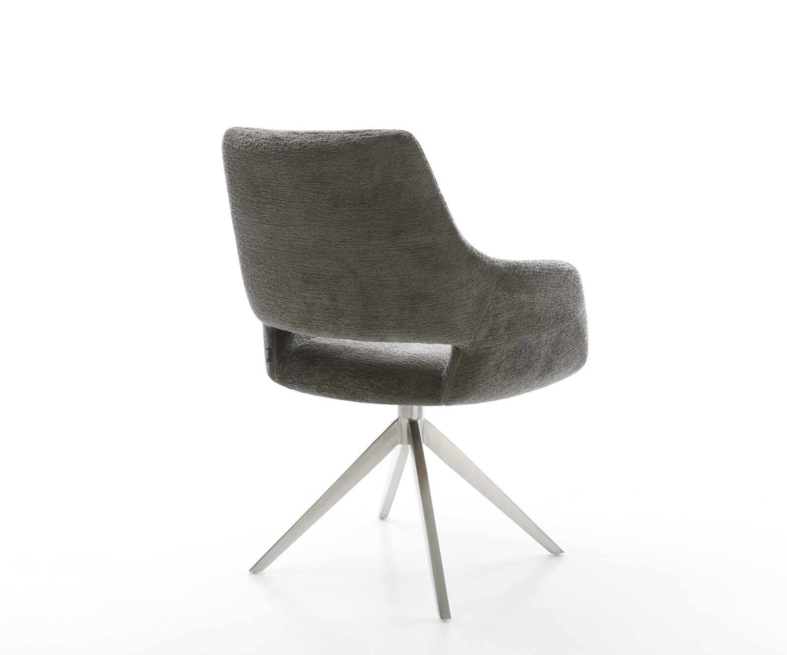 Draaistoel Yago-Flex met armleuning bouclé zacht mud kruisframe breed roestvrij staal 360° draaibaar rocker-functie pocketveer kern 5