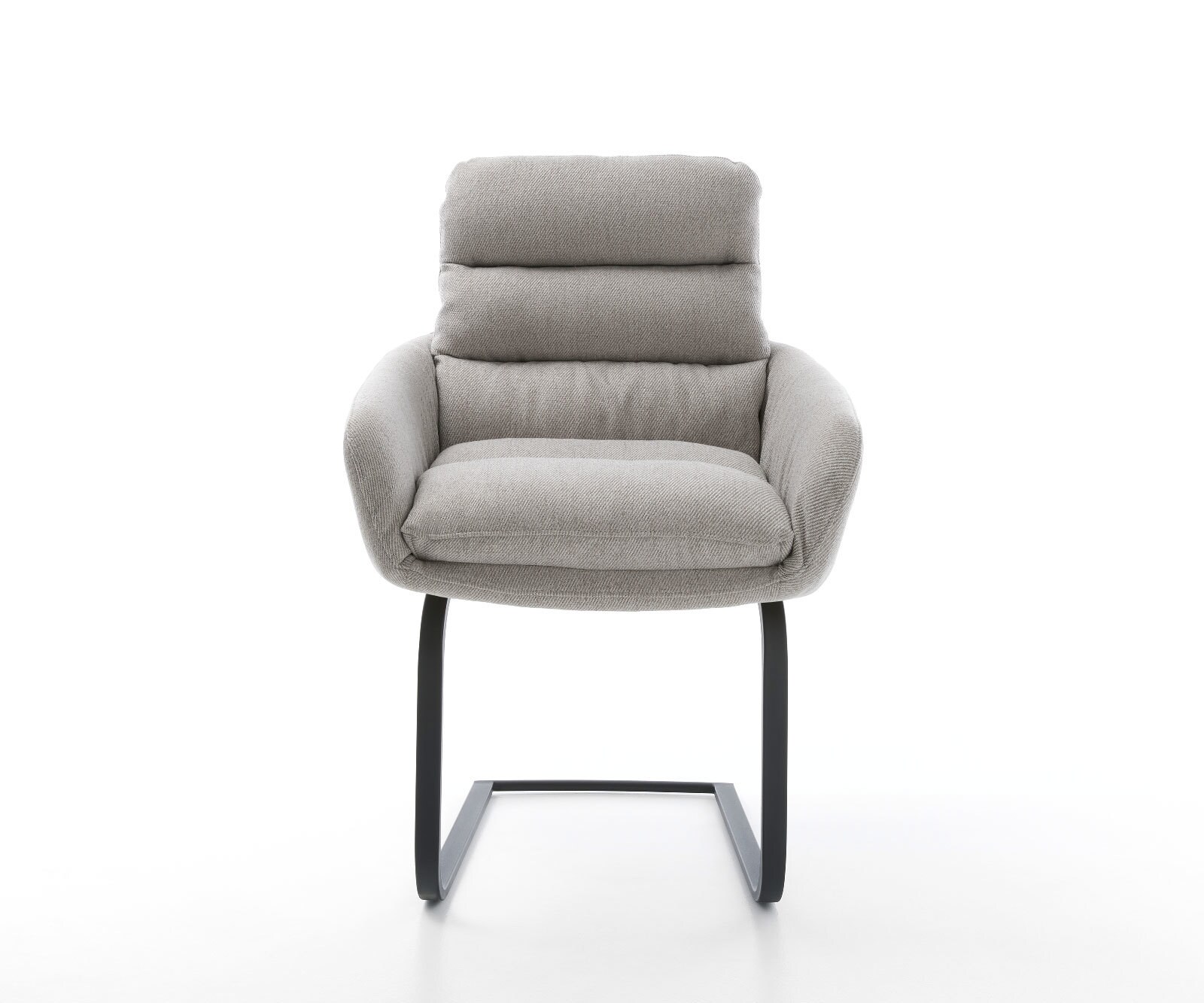 Sledemodel Abelia-Flex met armleuning stripes lichtgrijs sledemodel vlak zwart 1 Sledemodel Abelia-Flex met armleuning stripes lichtgrijs sledemodel vlak zwart 1