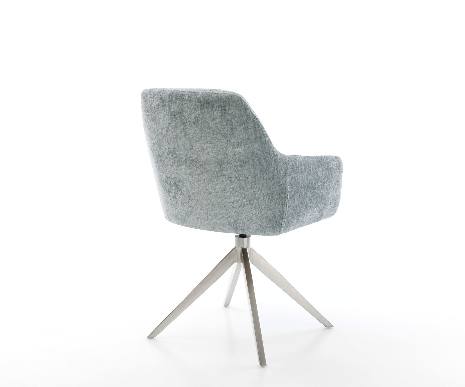 Draaistoel Pejo-Flex chenille pastelblauw kruisframe breed roestvrij staal 360° draaibaar rocker-functie pocketveer kern 4
