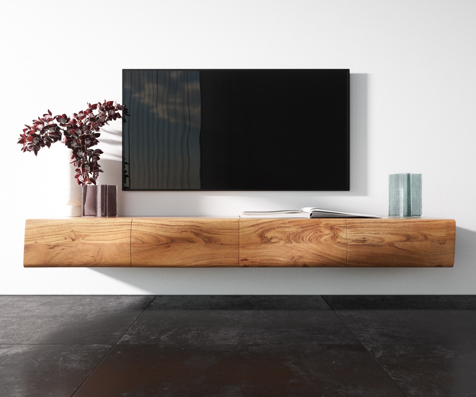 TV-meubel New Live-Edge 175 cm acacia natuur 4 deurs zwevend 3