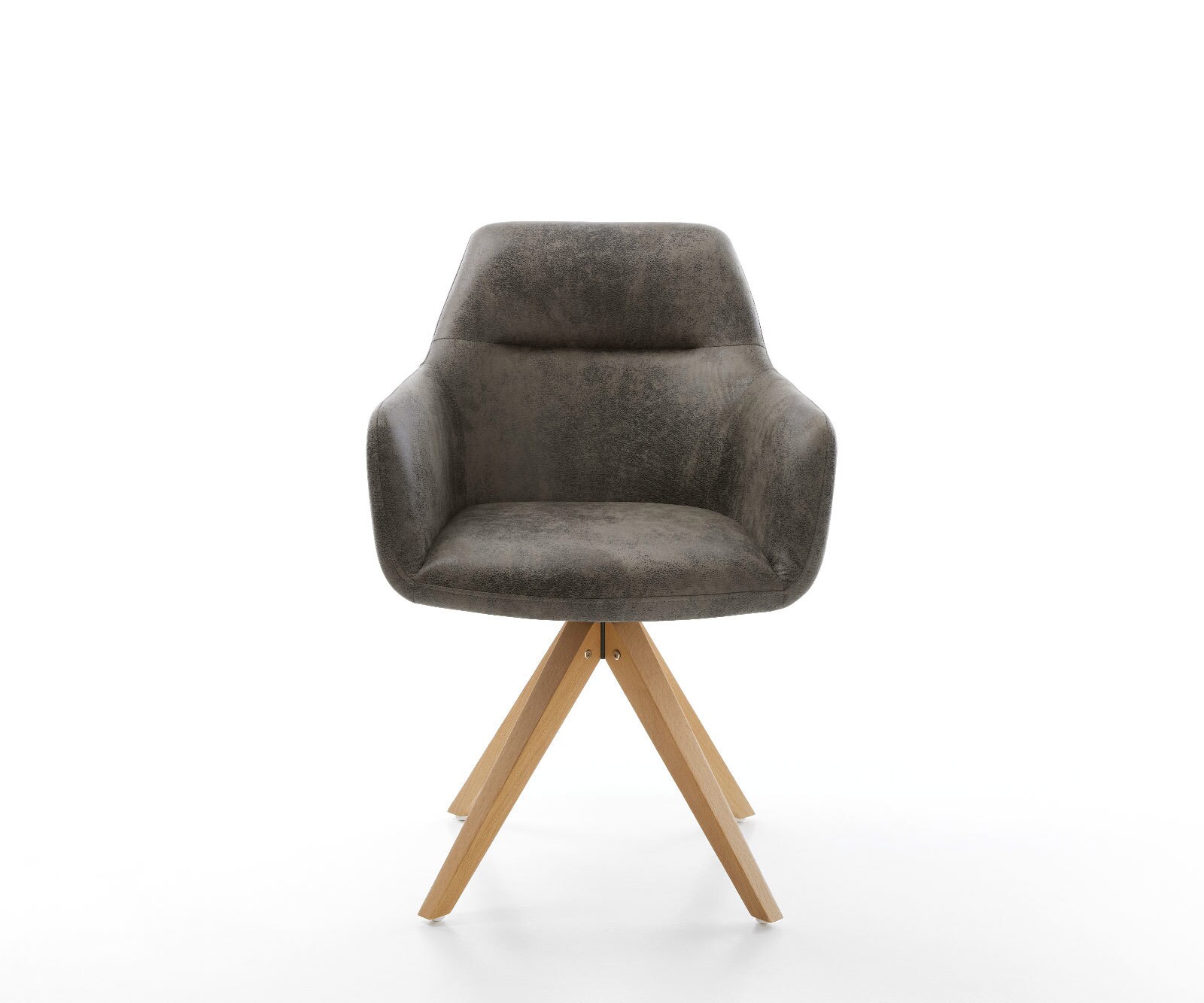 Eetkamerstoel Pejo-Flex microvelours grijs antiek houten frame hoekig natuur pocketveer kern 1
