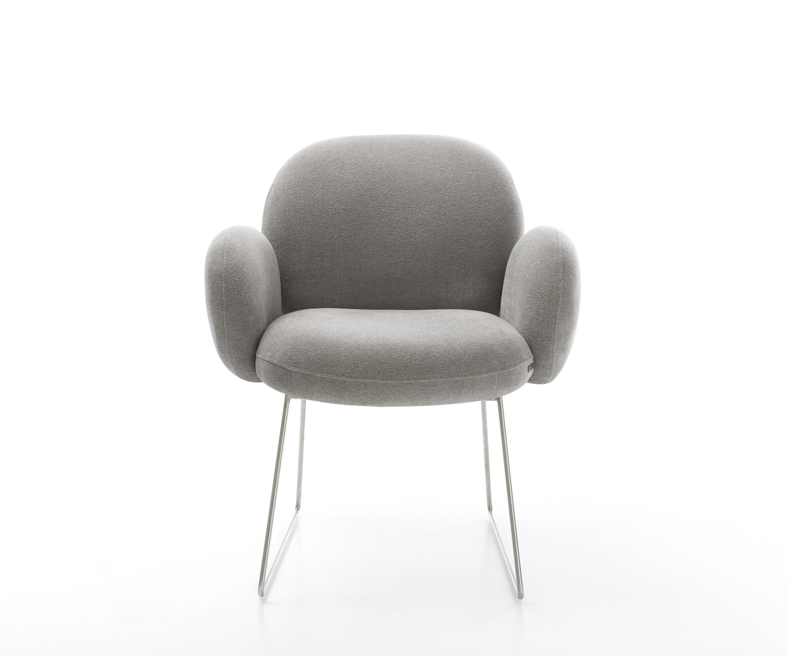 Eetkamerstoel Nube-Flex met armleuning zachte stof met structuur grijs slipframe roestvrij staal pocketveer kern 2