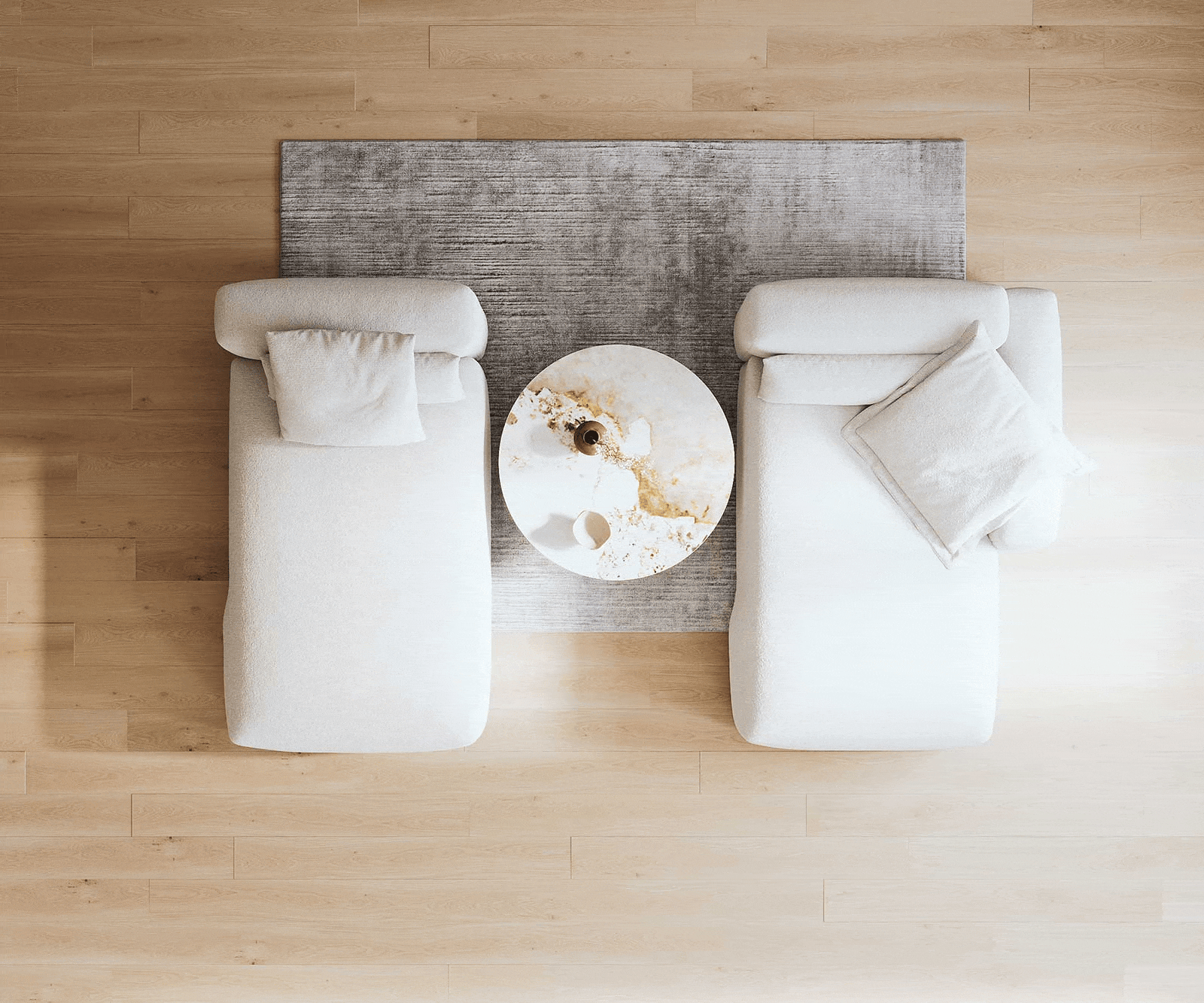 Hoekbank Freestyle 310x200 cm Bouclé zacht Beige kapnaad 5