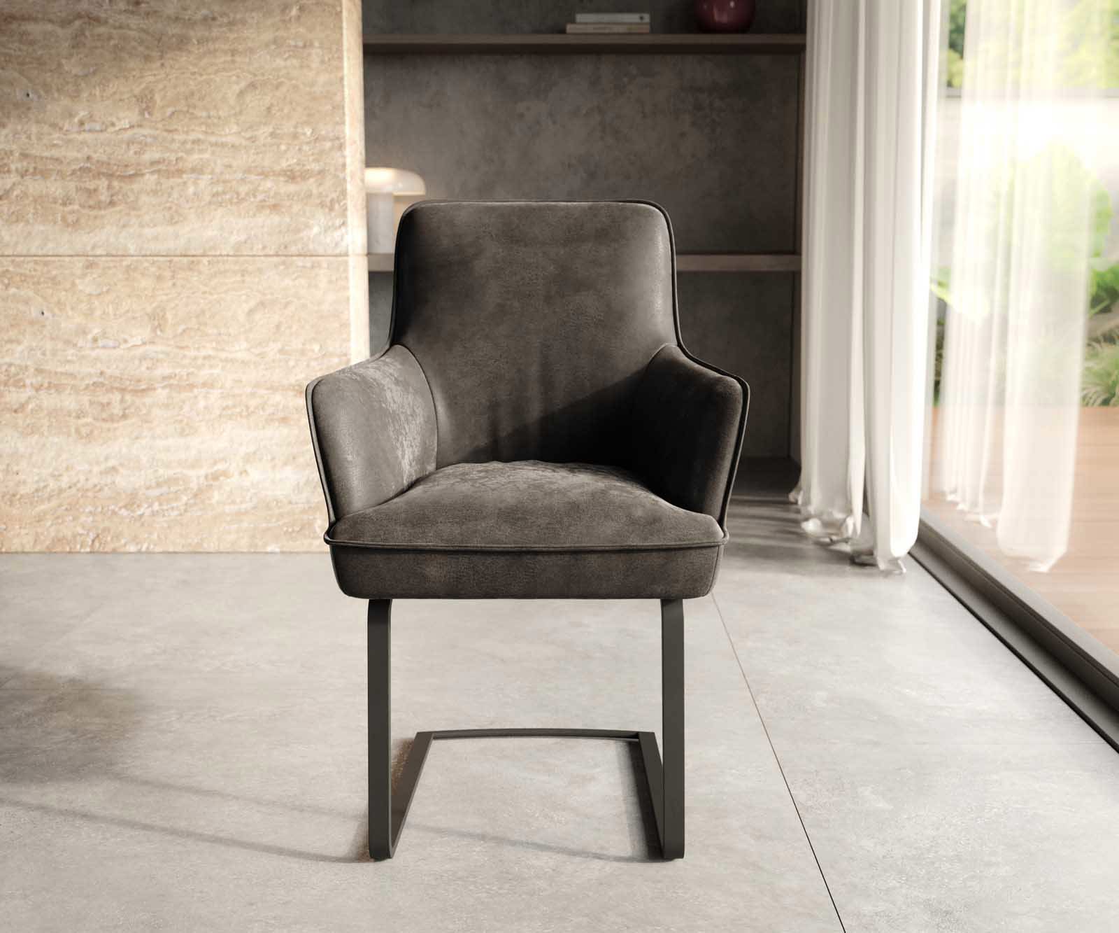 Sledemodel Heira-Flex met armleuning microvelours antraciet vintage sledemodel vlak zwart pocketveer kern 1 Sledemodel Heira-Flex met armleuning microvelours antraciet vintage sledemodel vlak zwart pocketveer kern 1