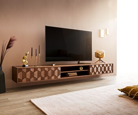 Tv-meubel Fevo 240 cm acacia bruin 4 deuren zwevend