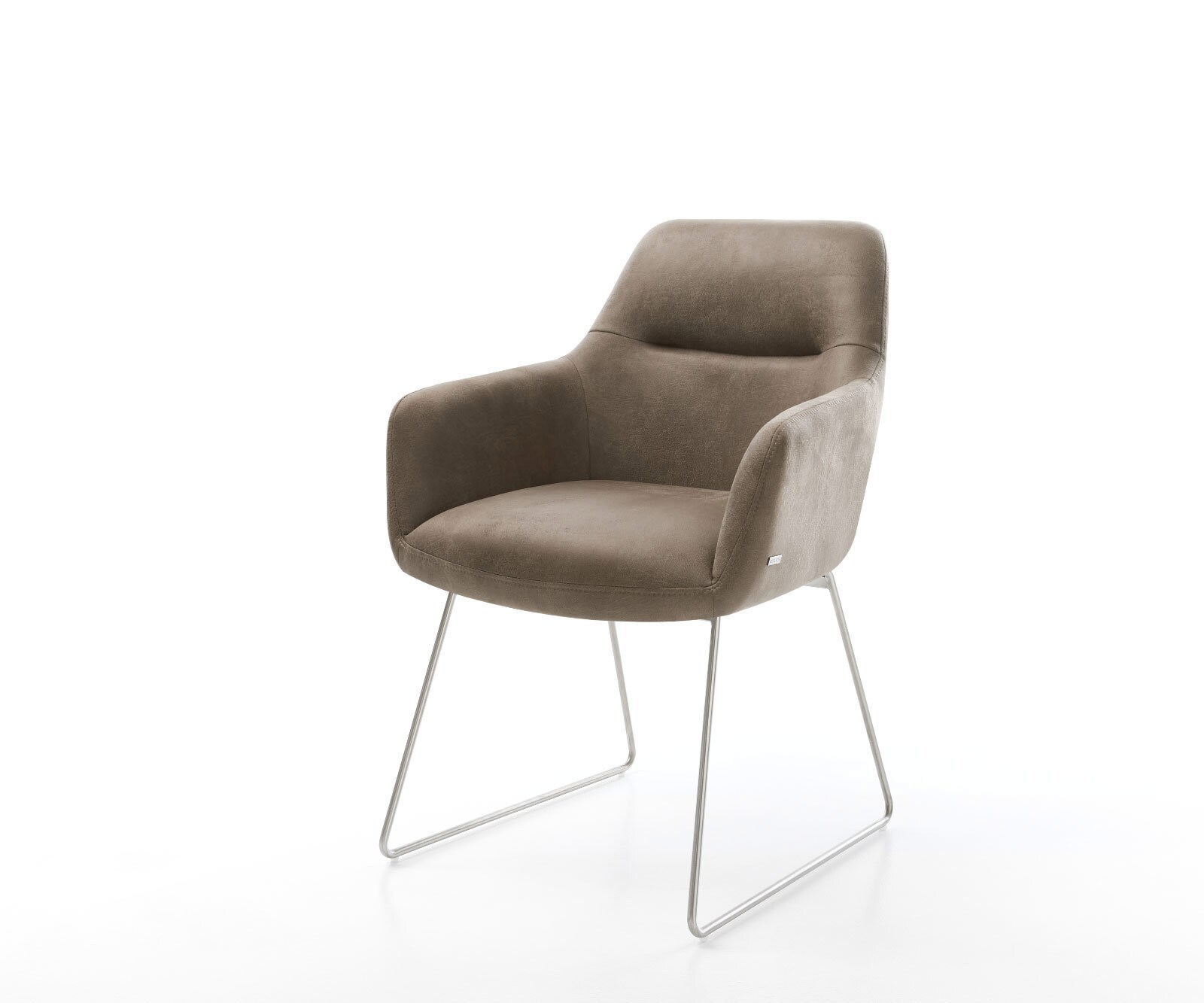 Eetkamerstoel Pejo-Flex microvelours taupe vintage slipframe roestvrij staal pocketveer kern