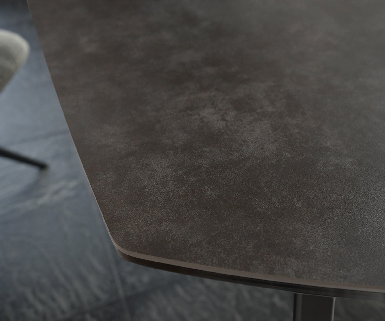 Eettafel Carlow 130/200x95 cm keramisch grijs metaal uitschuifbaar 4 Eettafel Carlow 130/200x95 cm keramisch grijs metaal uitschuifbaar 4