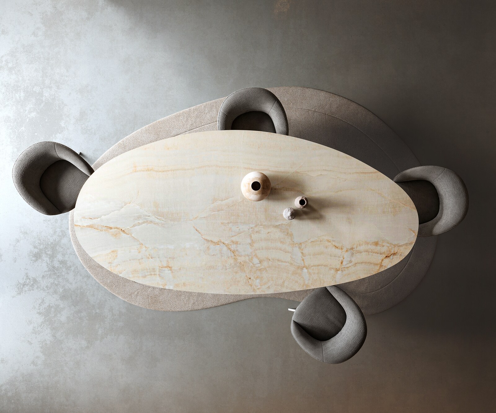 Eetkamertafel Edge Oval 315x150 cm Keramiek Iris FMG Onice Oro kruisonderstel Rechthoek Roestvrij staal 6